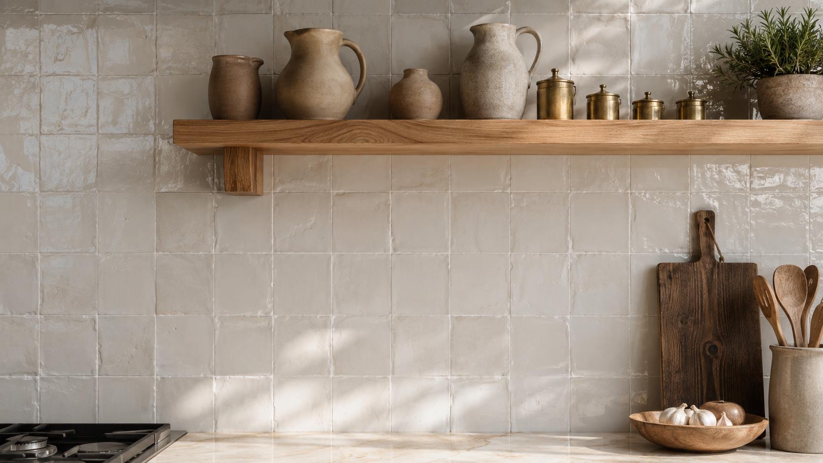Handcrafted Off-White Zellige Tile Backsplashes